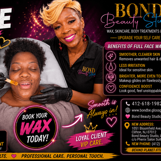 Full Face Wax at BOND BEAUTY STUDIO, LLC in Clifton, NJ